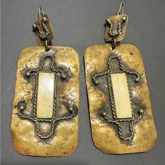 Vintage Brazilian earrings with real ivory detail - Picture 7 of 14